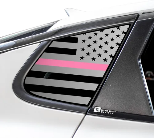 Vista 11 de BOGAR TECH DESIGNS Calcomanía de vinilo precortada con la bandera estadounidense de un cuarto de ventana, compatible con Kia Optima 2016-2020, negro