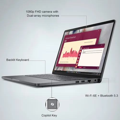Vista 3 de Dell Pro 14 PC14250 Laptop, 14" FHD+, Intel Core 5 120U, 16GB, 256GB SSD