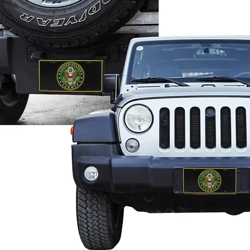 Vista 7 de Placa de matrícula con logotipo del Ejército de los Estados Unidos Tamaño estándar 6" x 12", Placa de matrícula de aluminio para coches, SUV