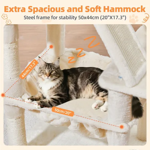 Vista 4 de Taoqimiao Árbol para gatos de 57.5 pulgadas, torre para gatos de interior para adultos, condominio extragrande para gatos, 8 postes rascadores