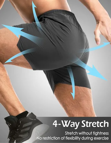 Vista 5 de Aolesy Men's Running Shorts 5 Inch with Zipper Pockets Quick Dry Gym Athletic Workout Shorts for Men