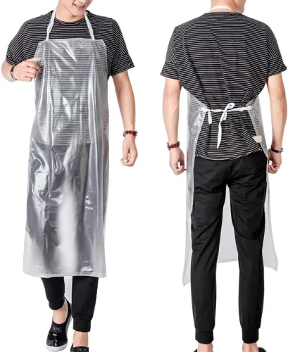Vista 2 de Delantal unisex de 47 x 27.5 pulgadas resistente al agua de PVC transparente hecho de vinilo