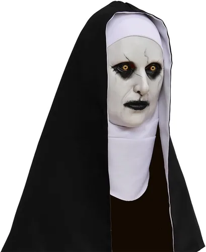 Vista 3 de Máscara de látex de cabeza completa de monja de Halloween para fiesta de miedo, cosplay, mascarada