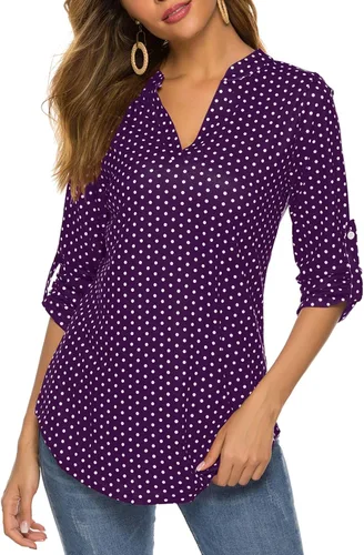Vista 31 de Halife Blusa de trabajo con cuello en V y manga 3/4 enrollable, estampado c-army verde