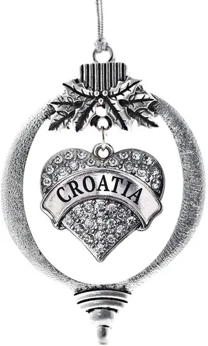 Vista 180 de Inspired Silver Adornos festivos de dije de corazón pave de plata con circonitas cúbicas