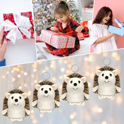 Vista 7 de Zubebe Mini erizo de juguete a granel, regalo de fin de año, regalo de fin de año, peluche de 4 pulgadas, pequeño recuerdo de fiesta, llavero