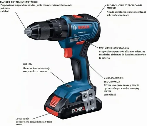 Vista 5 de BOSCH GXL18V-497B23 - Kit combinado de 4 herramientas de 18 V Taladro de martillo, Destornillador de impacto, Sierra circular, Luz de trabajo