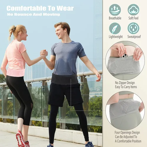 Vista 4 de Cinturón Delgado de Correr para Hombres y Mujeres, Riñonera de Correr, Soporte de Teléfono para Correr, Bolsa de Cintura, Bolsa de Almacenamiento