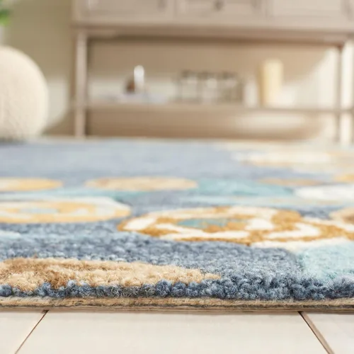Vista 5 de SAFAVIEH Chelsea Collection - Alfombra de pasillo, 2 pies 3 pulgadas x 8 pies, azul y marfil, diseño geométrico, ideal para zonas de alto tráfico