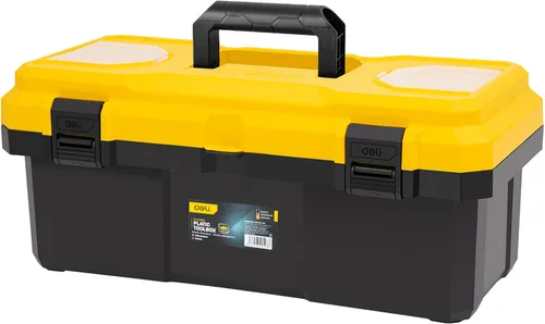 Vista 8 de DELI Caja de herramientas de 14 pulgadas con bandeja extraíble, organizador de piezas pequeñas en la tapa, caja de herramientas pequeña de plástico