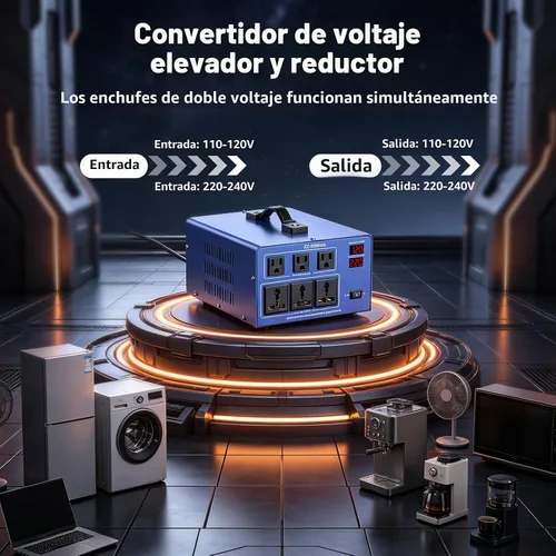 Vista 6 de Transformador Automático Convertidor de Voltaje de 5000W, Transformador Convertidor de Potencia de Alta Resistencia con Paso Hacia Arriba/Hacia