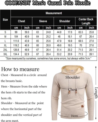 Vista 6 de COOFANDY Sudadera con capucha de punto para hombre, estilo hipster, casual, manga larga, suéter tipo polo ajustado