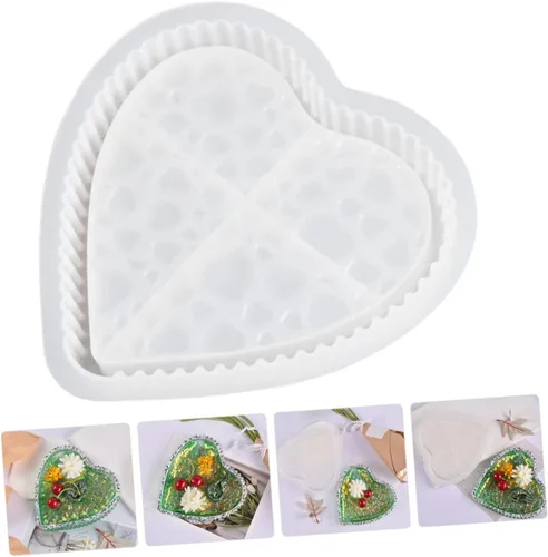 Vista 9 de COLLBATH Moldes de silicona para placa de corazón, posavasos Moldes de silicona, cuenco de corazón, recipientes de almacenamiento de silicona, molde