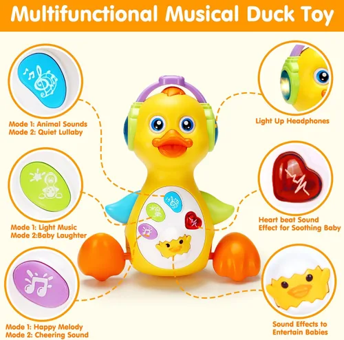 Vista 2 de Juguete musical de pato y proyector de océano para bebés