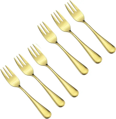 Vista 11 de Juego de 6 cubiertos de acero inoxidable de 5.5 pulgadas, tenedores para pastel de frutas, tenedores y tenedores para tartas de frutas