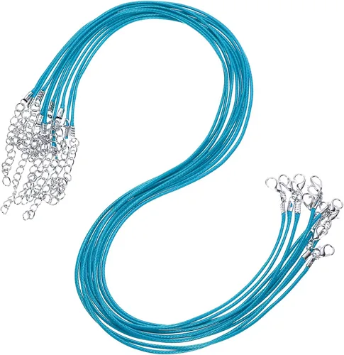 Vista 7 de MECCANIXITY 10 cordones de collar encerado de 18 pulgadas, cadena de collar a granel con cierre de 0.059 in de cuerda de cuero encerado para hacer