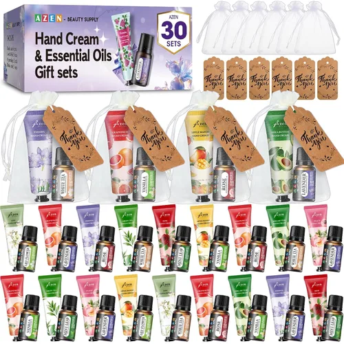 Vista 13 de AZEN 120 Juegos de Regalos a Granel, Crema de Manos y Bálsamo Labial a Granel con Bolsa de Organza, Tarjeta de Agradecimiento, Regalos de Baby