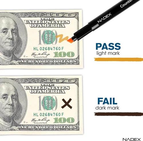 Vista 6 de Nadex Bolígrafo falsificado, fácil de deslizar, dorado para real, negro para falsificaciones, detecta facturas falsificadas (paquete de 1)