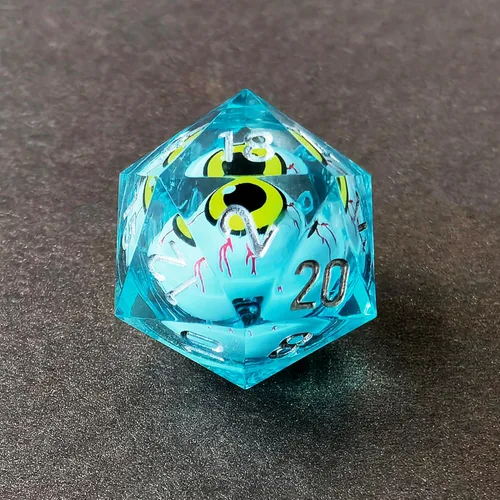 Vista 8 de BESCON - Juego de dados poliédricos con núcleo líquido con bordes afilados, dados poliédricos con borde de afeitar con globo ocular rodante