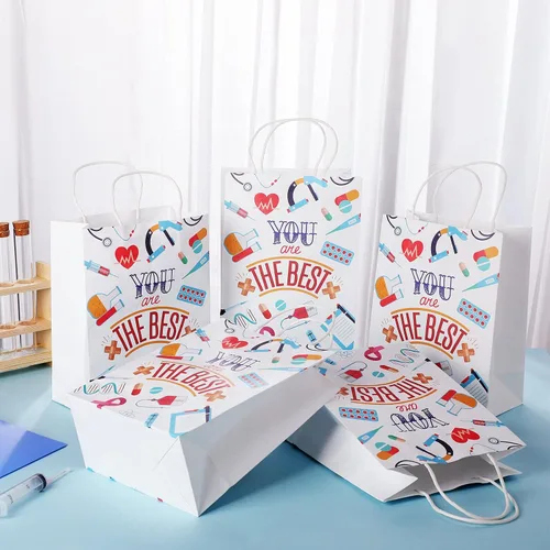 Vista 7 de Zonon 24 bolsas de regalo para enfermeras grandes a granel, bolsas de agradecimiento para enfermeras de 10.6 x 8.3 x 4.3 pulgadas para RN CNA LPN