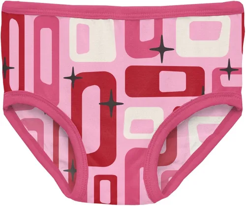 Vista 4 de KicKee Pants Ropa interior para niñas, juego de 3, estampados y colores lisos, bragas suaves para niñas, niñas pequeñas a grandes, uso durante todo