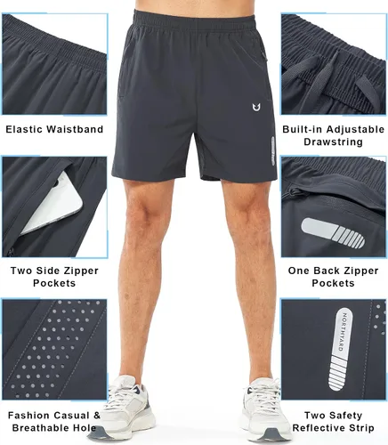 Vista 3 de NORTHYARD - Pantalones cortos deportivos para correr para hombres, ligeros, de secado rápido, 7, 5 o 9 pulgadas, para senderismo, deportes, gimnasio