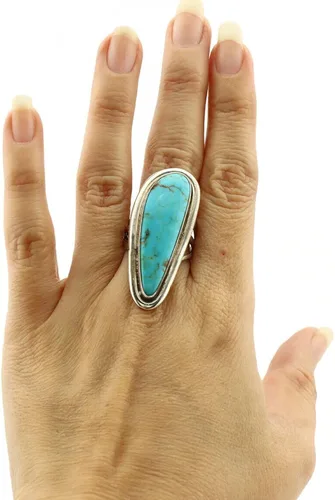 Vista 8 de Anillo Navajo de plata .925 Kingman turquesa firmado Doug Zachary C.1980's, Plata de ley 925, plata 925, piedra preciosa, metal, turquesa