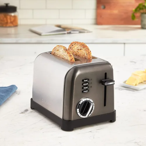 Vista 2 de Cuisinart CPT-160BKS Tostadora clásica de metal de 2 rebanadas, acero inoxidable/negro