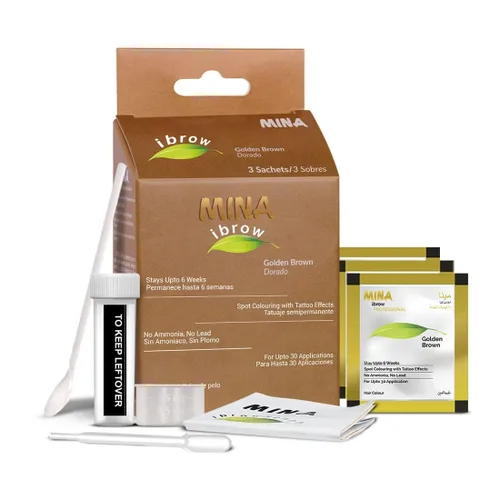 Vista 26 de Polvo de tinte para cejas natural marrón medio de MinaiBrow Kit de tinte instantáneo a prueba de manchas con cepillo doble biselado Marrón medio +