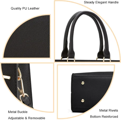 Vista 7 de Carteras para mujer, bolsos cruzados, bolsos para mujer, cartera de hombro de cuero PU, bolso satchel tote con asa superior