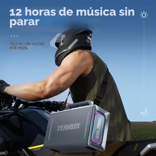 Vista 5 de Yeahbox Thunder 500 Altavoz de Fiesta – Sistema PA Bluetooth de Potencia Máxima de 200W con Micrófonos Inalámbricos Duales, Tarjeta de Sonido DSP