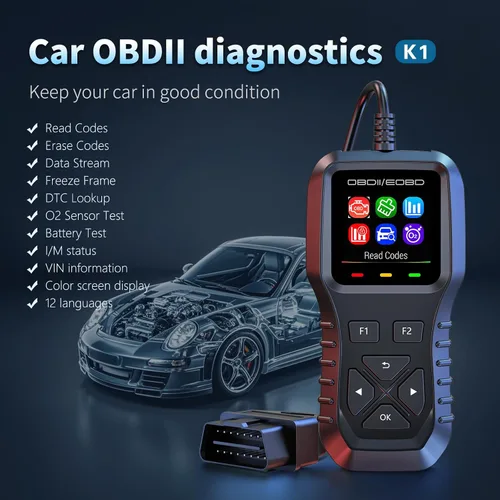 Vista 3 de K1 Escáner OBD2 para Coche, Herramienta de Diagnóstico Compatible con FIXD, Lector de Códigos, Reinicio de la Luz del Motor, Lectura/Eliminación