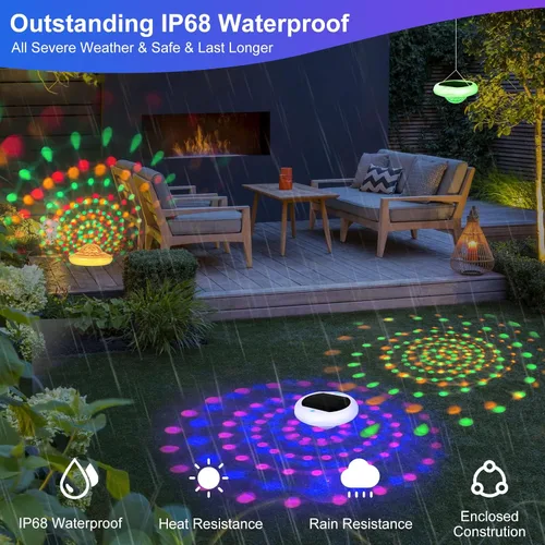 Vista 5 de TEPENAR Luces flotantes solares y recargables 2 en 1: luces de piscina de 6.7 "que flotan 6 modos dinámicos con control remoto IP68 impermeable