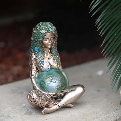 Vista 5 de SHOWFEICAT Estatua de diosa, estatua de Gaia, madre, tierra, naturaleza, luna, estatuas de resina, figura espiritual de bruja, decoración del hogar