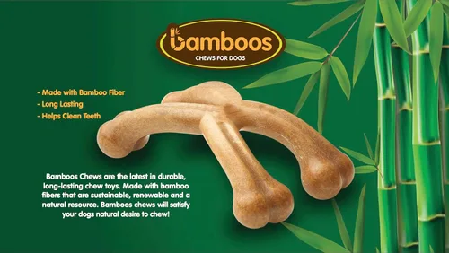 Vista 2 de Juguete masticable de bambú duradero para perros masticadores agresivos Fabricado con fibra de bambú Hueso de mantequilla de maní - Grande