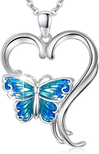 Vista 8 de Cuoka Butterfly Necklace for Women 925 Sterling Silver Butterflies Pendant