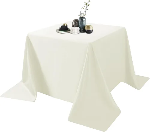 Vista 110 de Ascoza Paquete de 2 manteles cuadrados negros de tela de poliéster de 52 x 52 pulgadas para bodas, banquetes, restaurantes y fiestas