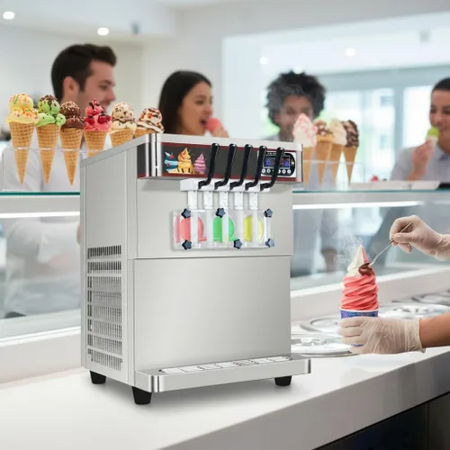 Vista 8 de Encimera comercial (3+2 mezclados) sabores suave máquina de helado