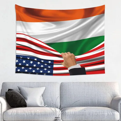 Vista 15 de Tapiz decorativo para pared, diseño de bandera estadounidense y bandera de Belice, manteles de arte hippie de 29 x 37 pulgadas para dormitorio, sala