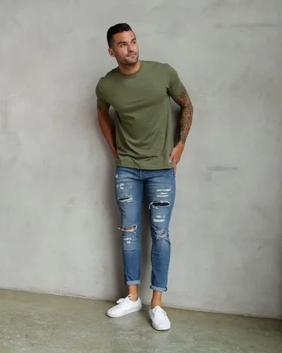 Vista 4 de INTO THE AM Camiseta para hombre, manga corta, cuello redondo, suave, ajustada, tallas S a 4XL, camisetas clásicas frescas
