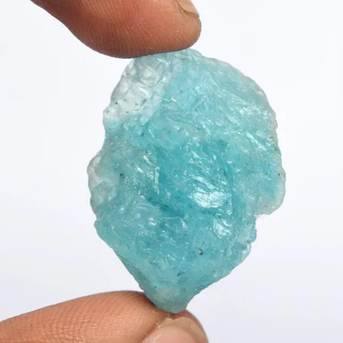 Vista 3 de GEMHUB Cristal curativo aguamarina azul cielo, 38.50 unidades, trozo de aguamarina cruda natural, piedra áspera sin cortar Schorl, Gema, Brasil