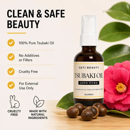 Vista 3 de Aceite Tsubaki 100% puro para cabello, piel y uñas – Secreto de belleza japonés puro y ligero – Aceite hidratante para el cabello y la cara no graso
