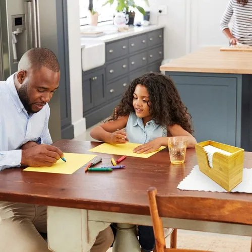 Vista 8 de Dispensador de toallas de papel de bambú, soporte para toallas de papel para montaje en pared y encimera para decoración de cocina y baño. Capacidad