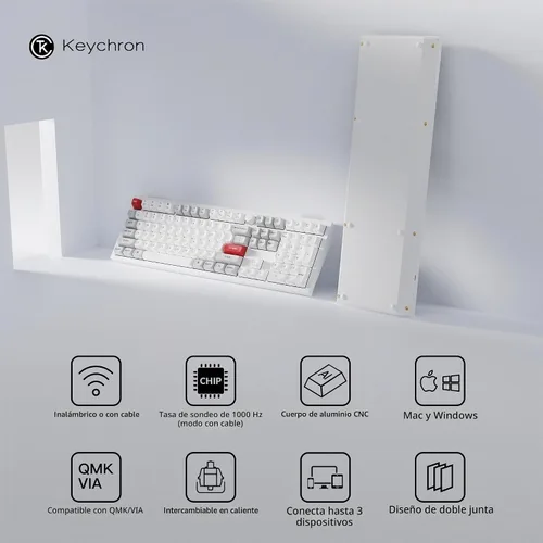 Vista 6 de Keychron Q6 Pro Teclado Mecánico Personalizado Completo de Aluminio RGB Inalámbrico/Con Cable para Mac Windows Linux, Botón Programable