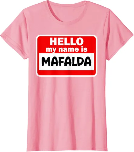Vista 8 de Mafalda Hello Hi My Name Is Camiseta con nombre en camiseta personalizada, Negro