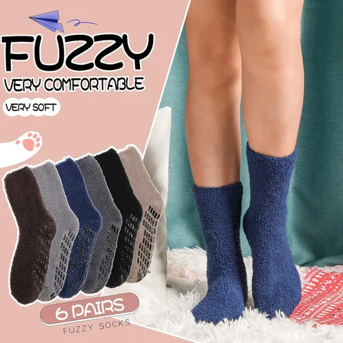 Vista 2 de EBMORE Womens Fuzzy Socks Slipper Fluffy Cozy Comfy Cabin Plush Warm Winter Sleep Home Soft Socks