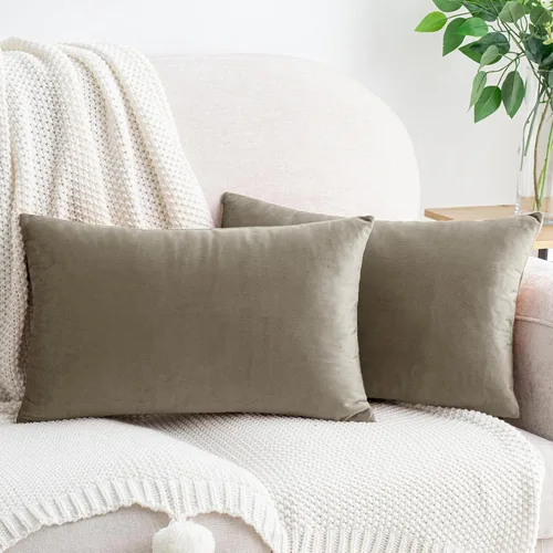 Vista 77 de HWY 50 fundas de almohada decorativas de terciopelo sólido para sofá, sala de estar., Terciopelo, gris, 20x20 pulgadas