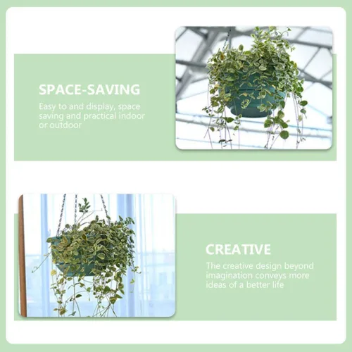 Vista 3 de Cabilock Cesta de riego automático, 2 piezas, maceta colgante de riego automático para interiores y exteriores, cesta colgante de plantas verdes