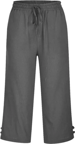 Vista 3 de Ceboyel Pantalones de lino para mujer, pantalones capri casuales de verano 2023, pantalones capri recortados, pantalones ligeros y cónicos, trajes