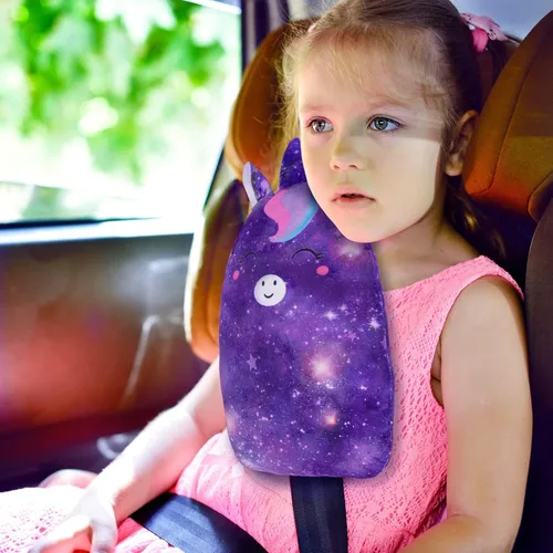 Vista 4 de FIODAY Fundas de cinturón de seguridad de automóvil para niños, almohada de cinturón de seguridad de unicornio, cojín suave para cinturón